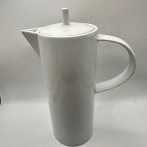 Vintage Vista Alegre Domo White Porcelain Tea/Coffee Pot &Lid Portugal Modernist